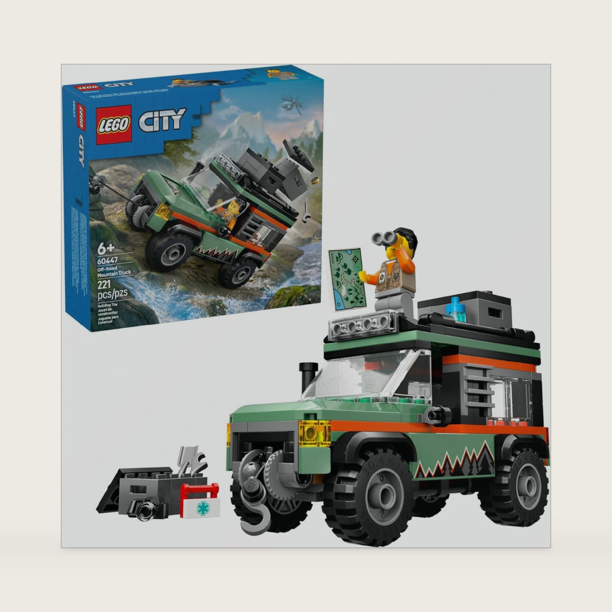 LEGO City Off-Road 4x4 Mountain Truck Toy - Building Toy Set for Kids, Boys and Girls, Ages 6+ - Fun Gift Idea for Birthdays and Holidays - with Adventurer Minifigure and Accessories - 60447