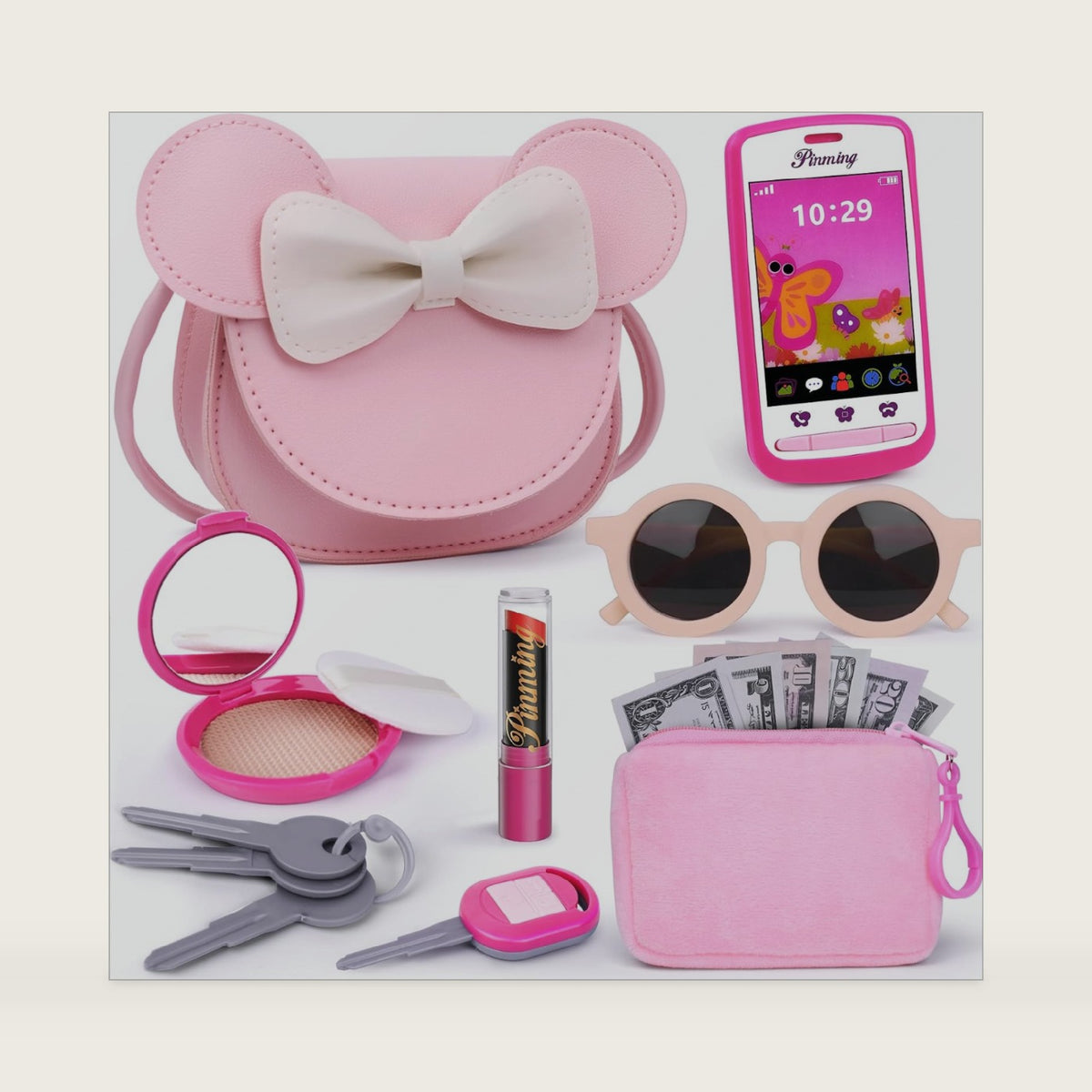 Play Purse for Little Girls Purse with Pretend Makeup Toys Set