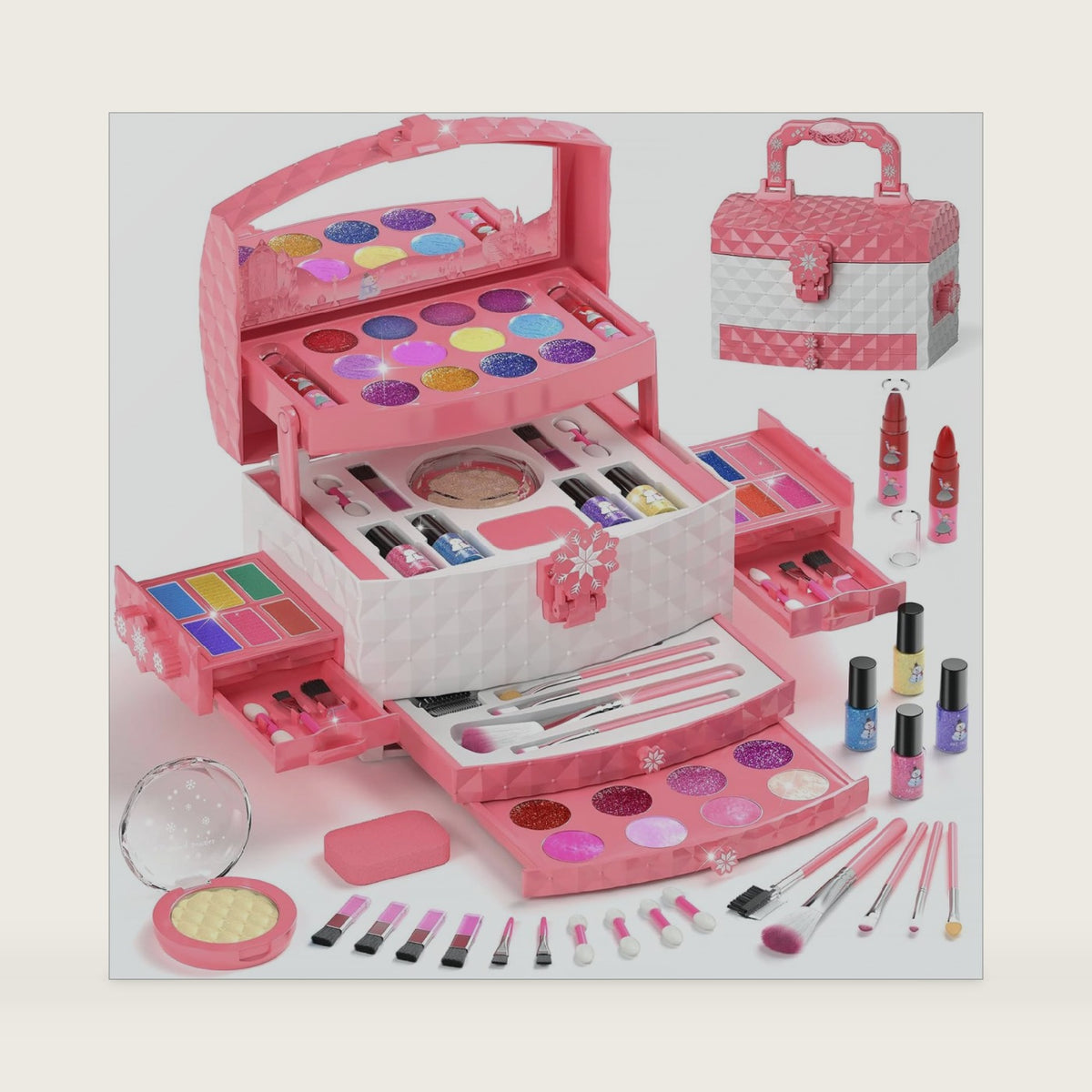 PERRYHOME Kids Makeup Set for Girl 56 Pcs Washable Real Cosmetic, Non-Toxic Frozen Toys Toddler Makeup Kit, 2026 New CPF Sustainable Materials Birthday Gift for 3 4 5 6 7 8 9 10 11 12 Year Old Girls