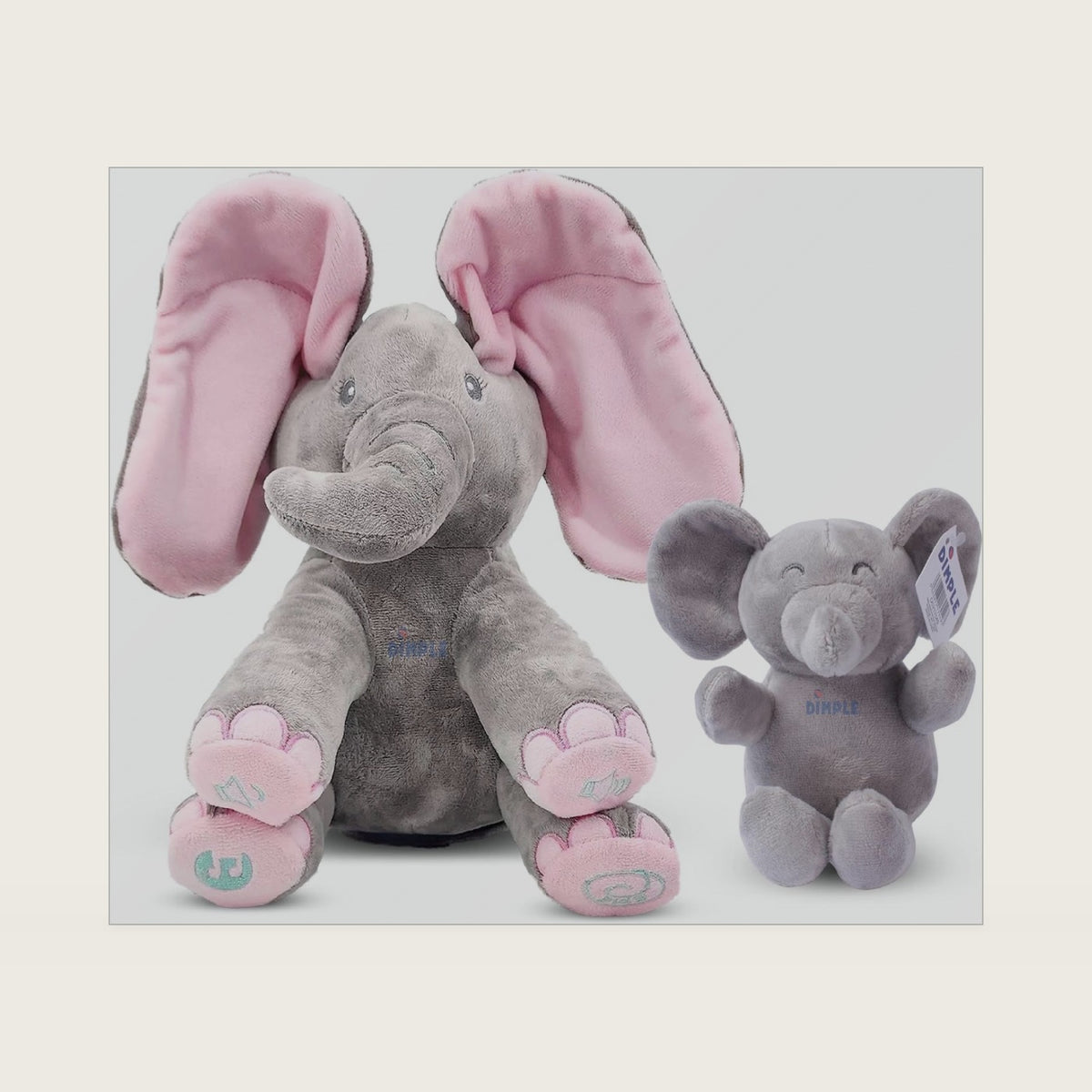 Dimple Stuffed Animal Set, Baby Elephant Plush & Kaia Peek-A-Boo Elephant