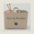 Yarn and Needles Large Tote basket for all your sewing and knitting storage needs. Keep all of your yarn and needles in one stylish tote basket with handles for easy lifting.