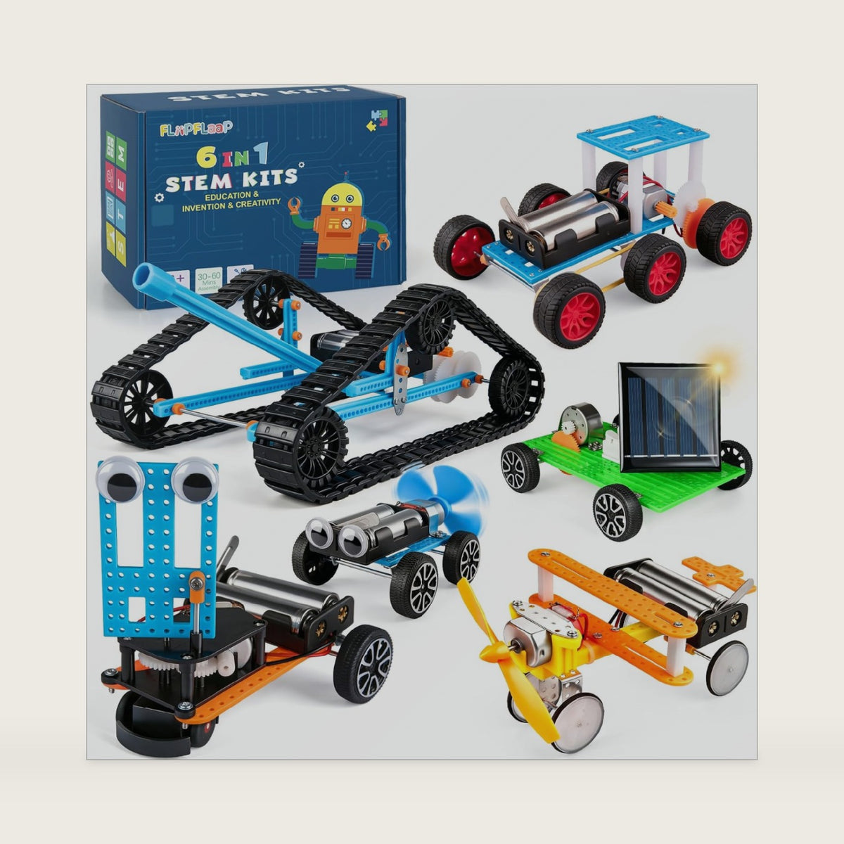 6-in-1 STEM Kit for Kids Ages 6-12, Robot Building Crafts Kit