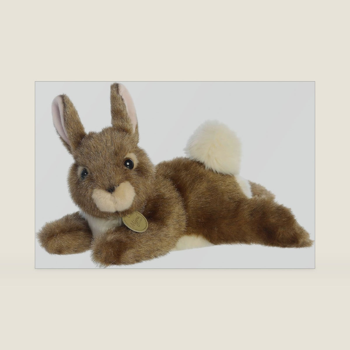 Aurora Miyoni 12" Resting Bunny Eastern Cottontail Realistic Stuffed Animal