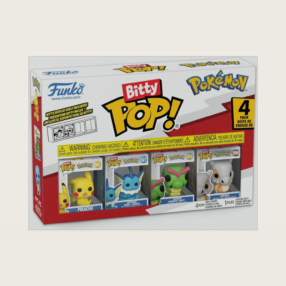 POP Bitty 4 Pack: - Pikachu,Vaporeon,Caterpie & Cubone