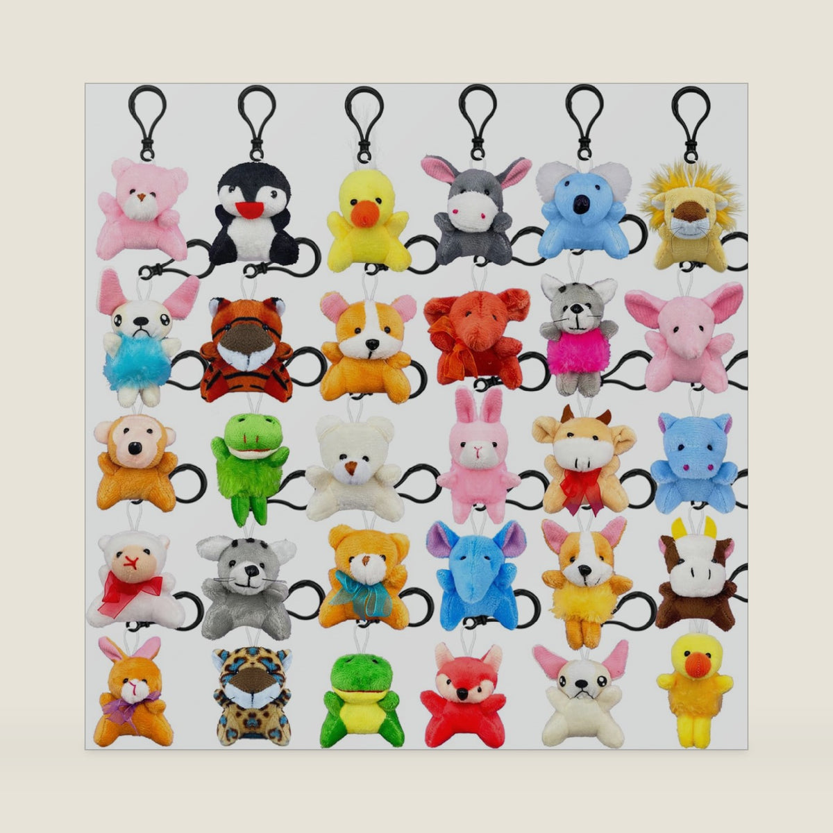30 PCS Mini Plush Animals Keychain Set Small Stuffed Animals for Goodie Bags Easter Schools Birthday Party Favor Supplies