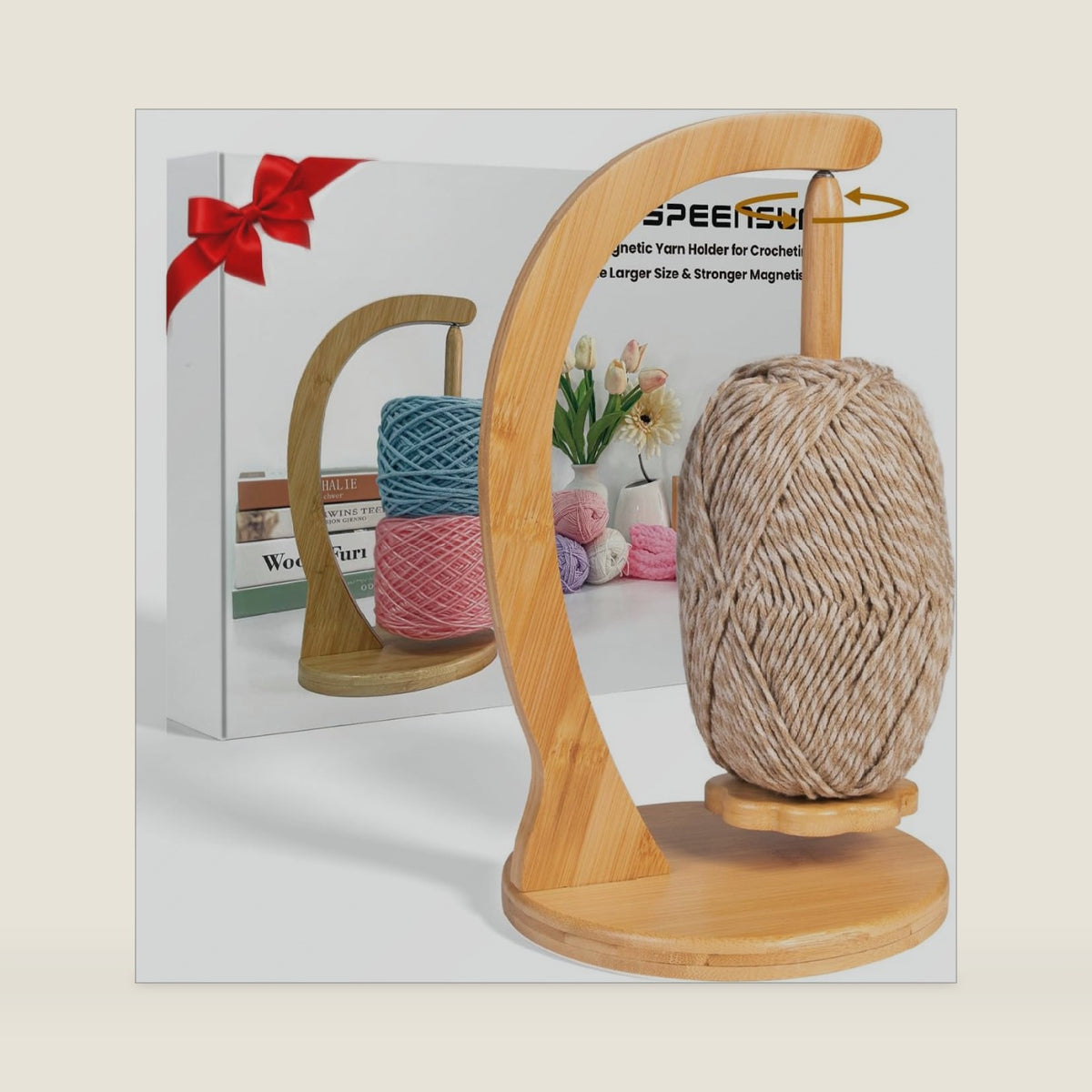SPEENSUN Magnetic Yarn Holder for Crocheting, Large, Natural