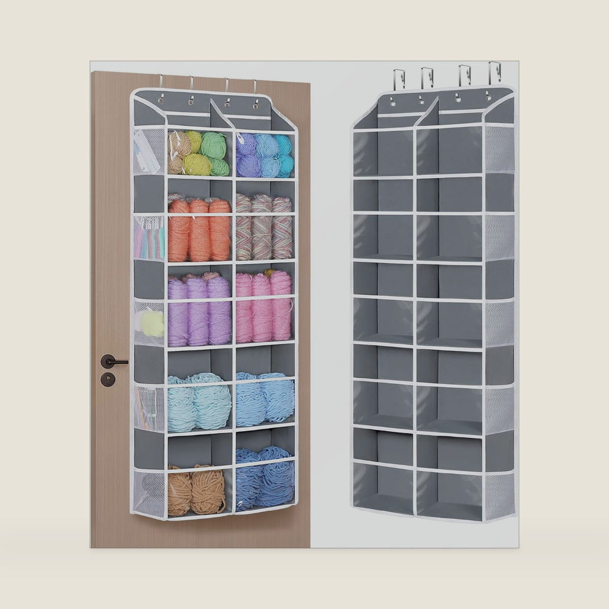 Univivi Hanging Yarn Storage Organizer, 5 Tiers Yarn Organizer, Grey