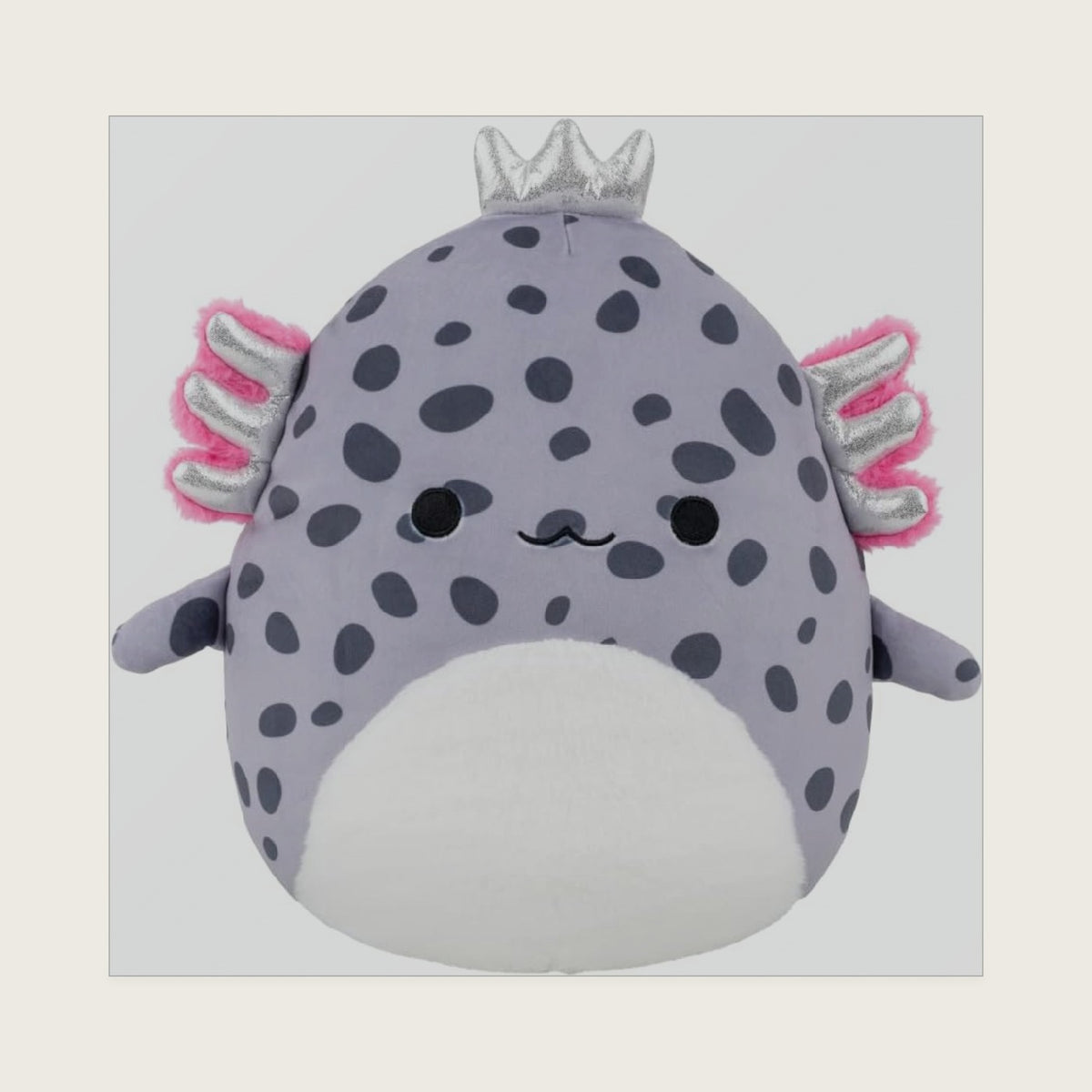 Original 12in Avana the Spotted Axolotl with Silver Crown – Official Plush (Medium-Sized)