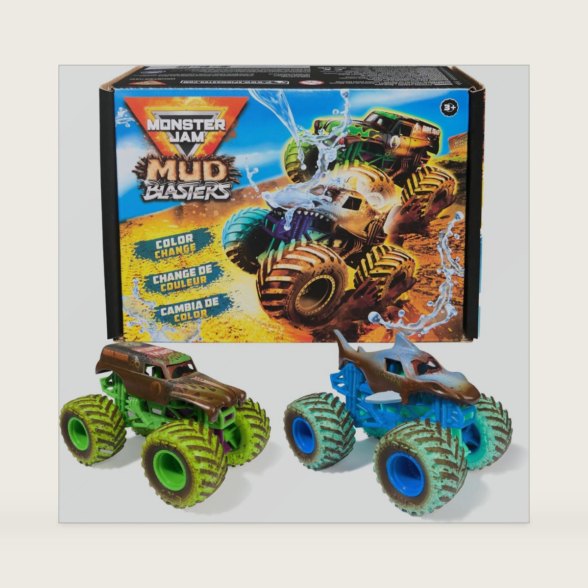 Monster Jam Mud Blasters Grave Digger & Megalodon 2-Pack