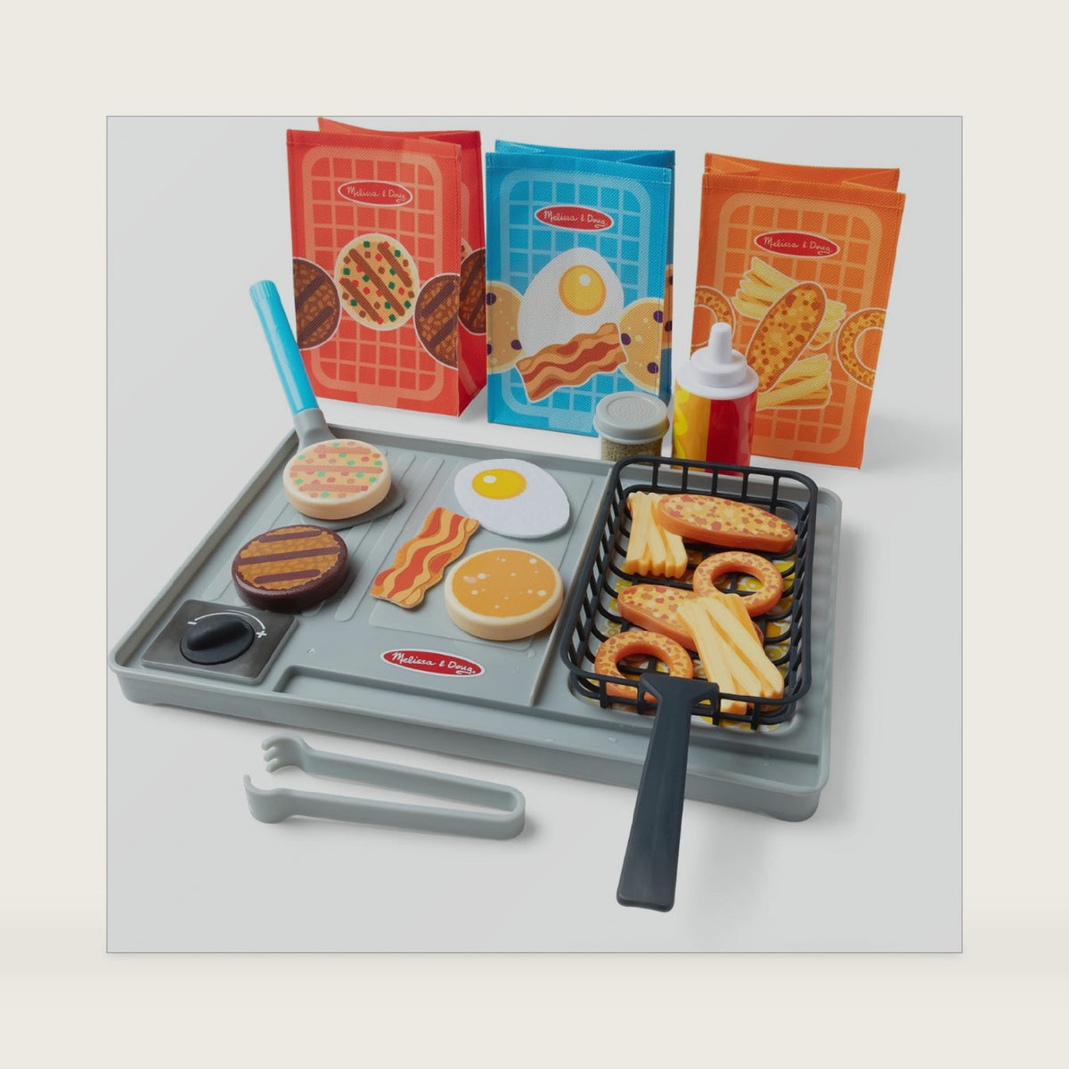 Melissa & Doug Flip & Fry Grill Play Set with Water Wow!® Kids Kitchen Playset with Color Changing Play Food, Preschool Toys for Girls & Boys Ages 3+