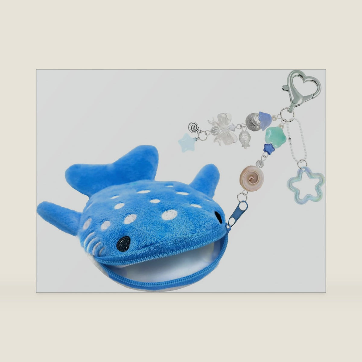 Whale Shark Coin Purse Keychain,Cute Blue Plush Change Pouches Bag Charm