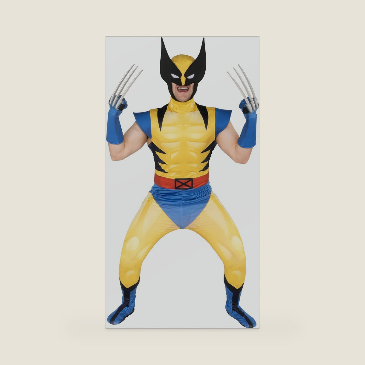 MARVEL Wolverine Official Adult Deluxe Zentai Halloween Costume-Deluxe Two-Way Stretch Spandex Suit with Gloves and Claws