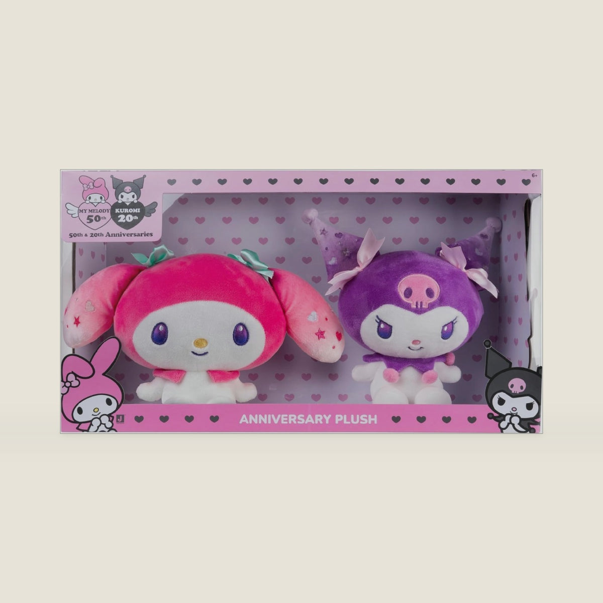 My Melody™ 50th & Kuromi™ 20th Anniversaries 8-Inch Plush 2-Pack - Officially Licensed Product by Jazwares - Ages 6+