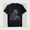 Monster Truck Dinosaur TRex Christmas Boys Kids T-Shirt