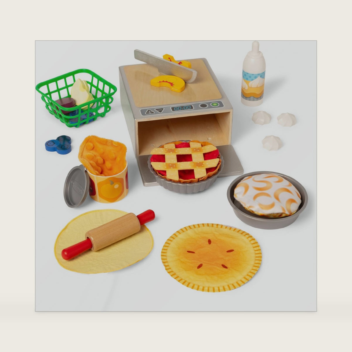 Melissa & Doug Make and Bake Pies Pretend Play Food Set and Wooden Oven with Squishy Dough for Ages 3+ - FSC Certified