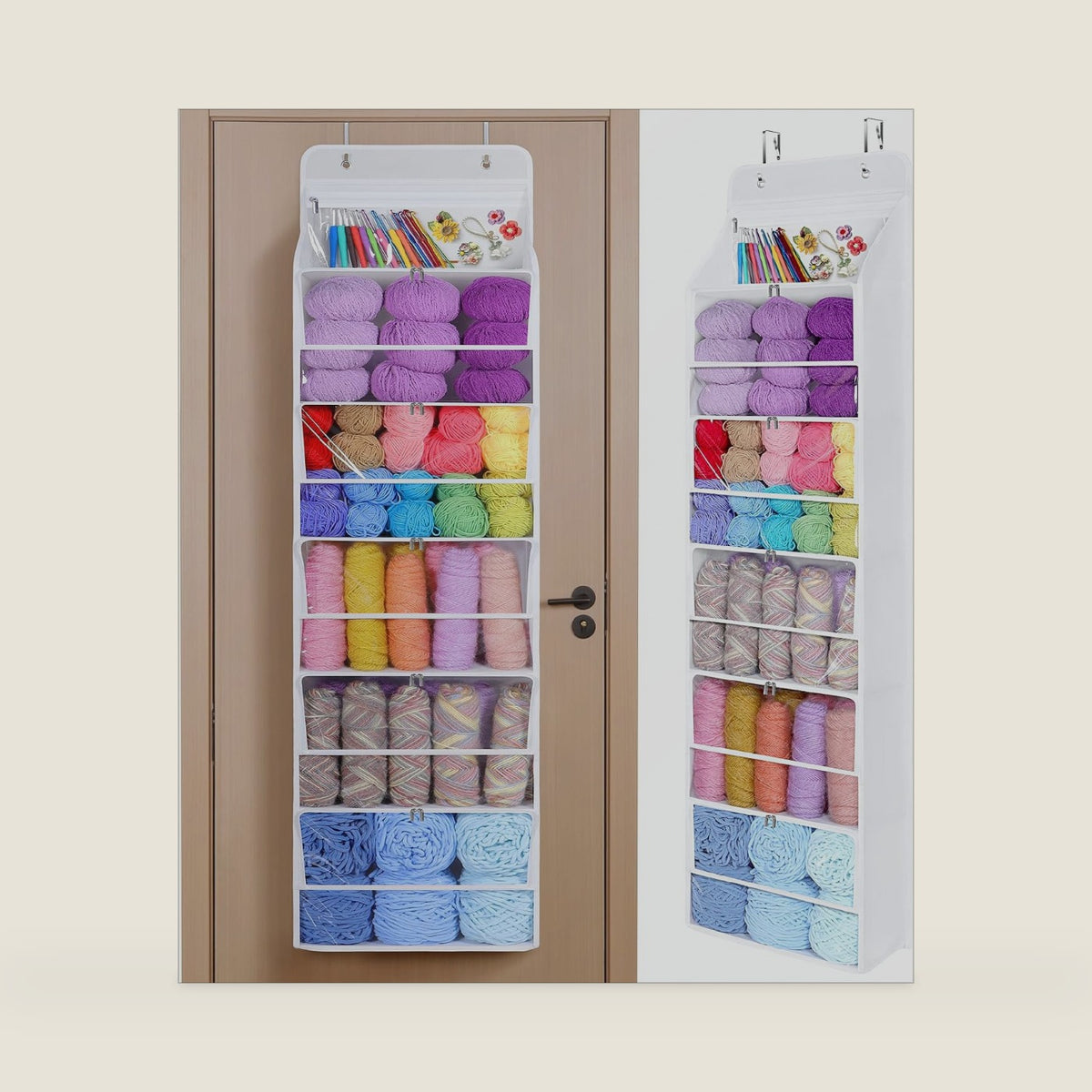 Univivi Hanging Yarn Storage Organizer, 6 Tiers Yarn Storage, Clear White