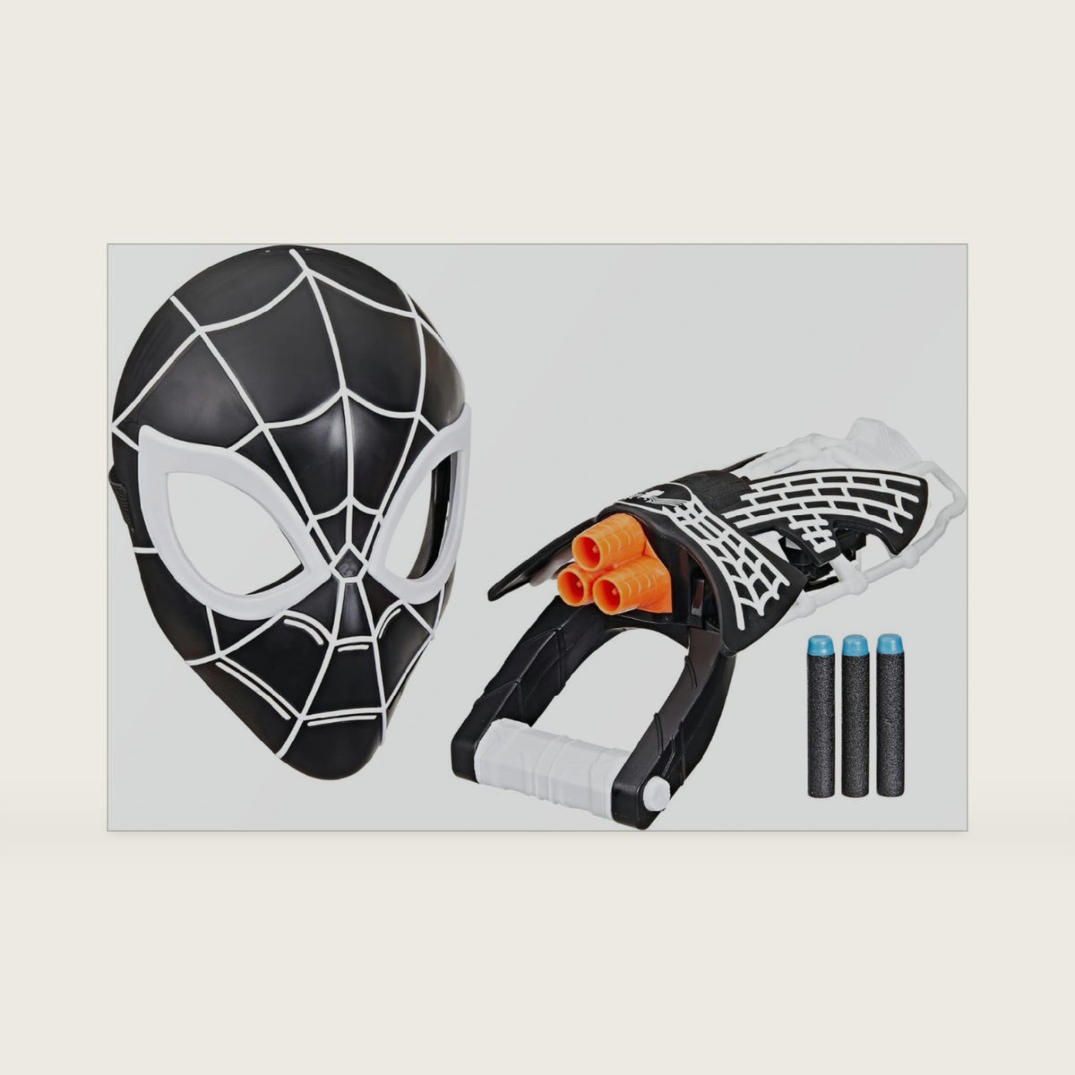 Spider-MAN Marvel Symbiote Tri-Shot Blaster & Mask, Role Play Gauntlet & Mask for Costume Additions, Super Hero Toys for Kids Ages 5+