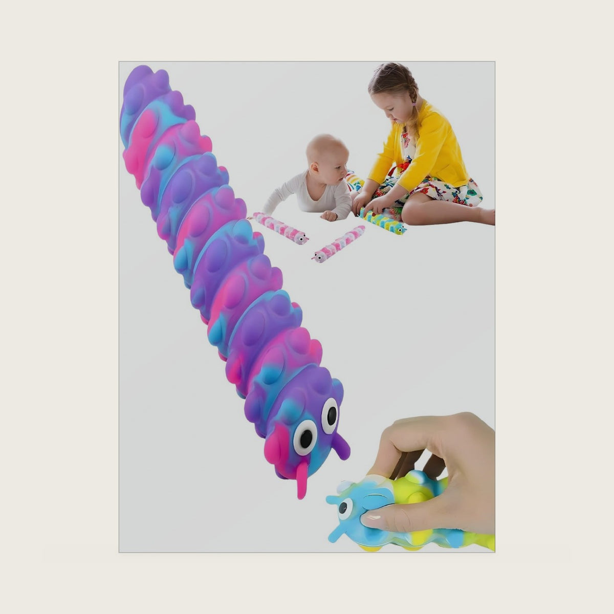 1Pcs 3D Caterpillar Fidget Toy with 10 Seconds Light-Up, Silicone Suction Slug Fidget Sensory Toys, Anti-Anxiety Finger Strength Trainer for Adults & Kids (Purple)