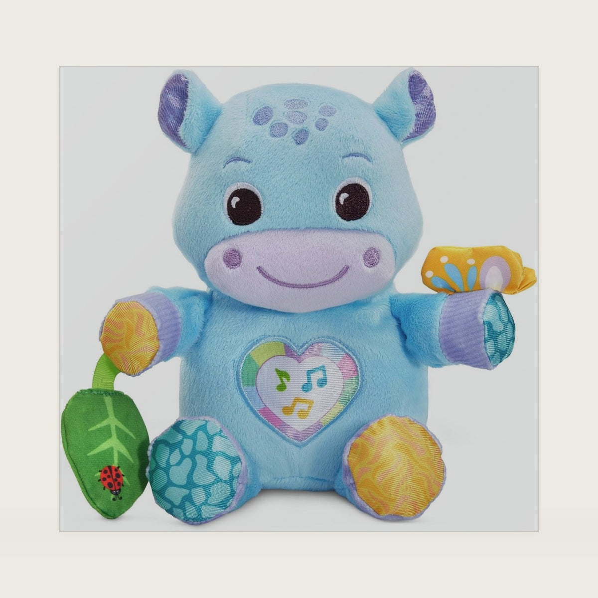 Baby Hug-a-Hippo Musical Plush Toy with Lights and Textures, Blue
