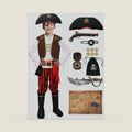 PARTTELY Pirate Costume Set for Boys, Kids Pirate Costume Set for Toddler Halloween Dress Up, Themed Party (8-10Y) Red