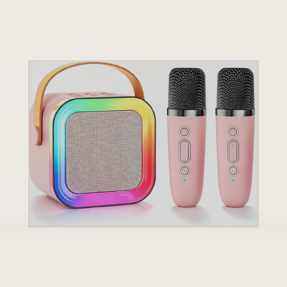 Mini Kids Karaoke Machine Toy Ages 3-12, 2 Wireless Mics Bluetooth Speaker