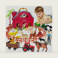BOLZRA Farm Animals Big Red Barn Toy with Tractors Fence for Toddlers 1-5