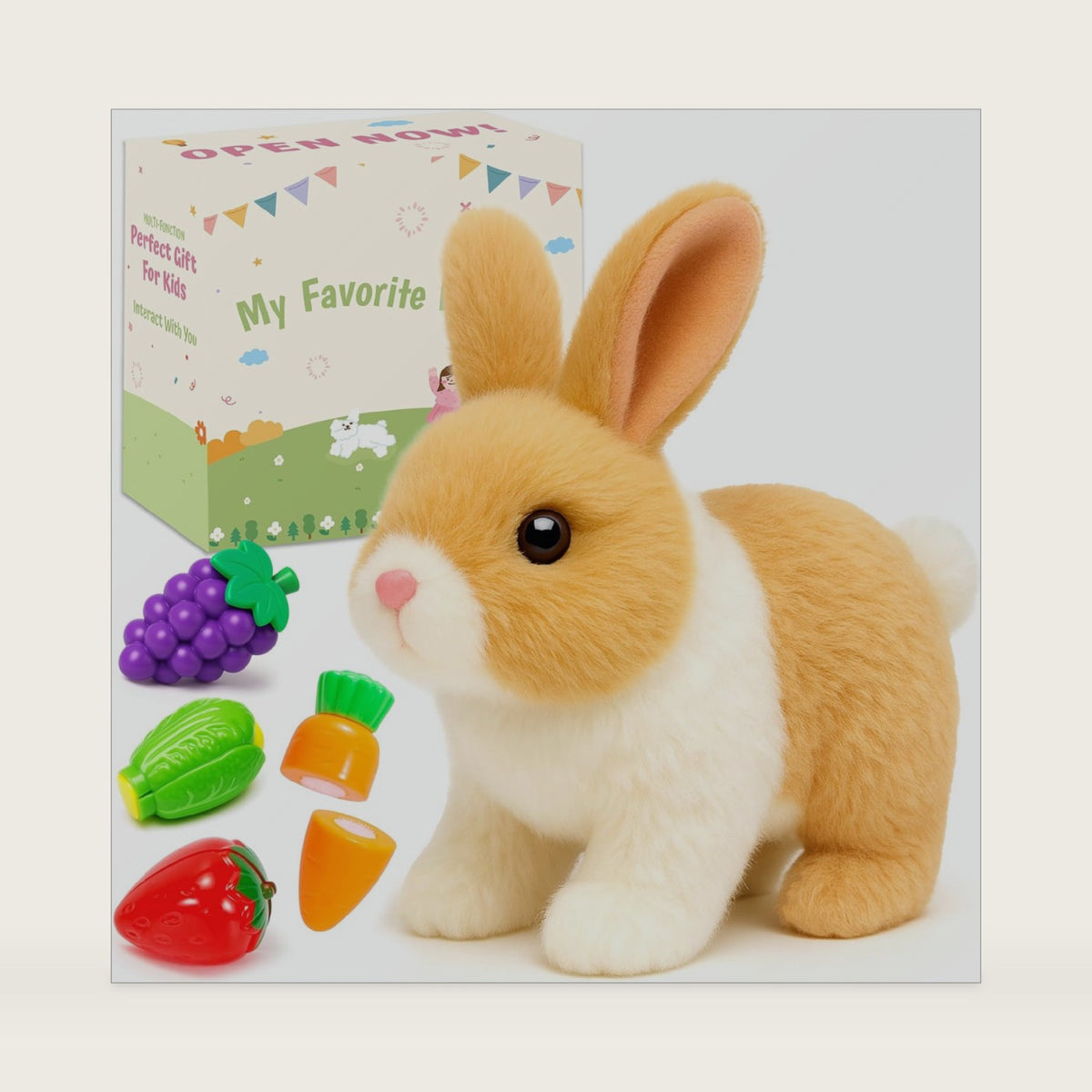Easfan Walking Bunny Rabbit Electronic Plush Toy Gift for Kids 7"