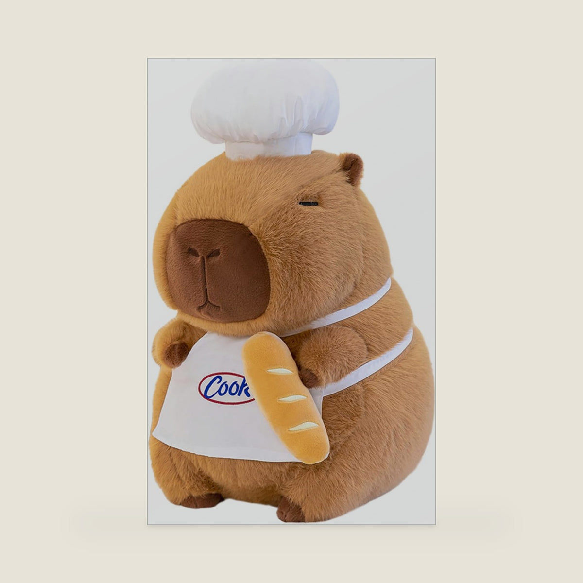 Ditucu Cute Capybara Plush with Cooking Chef Hat 13 inch French Baguette Bread Capibara Stuffed Animal Soft Plushies Toys Gifts for Kids Brown