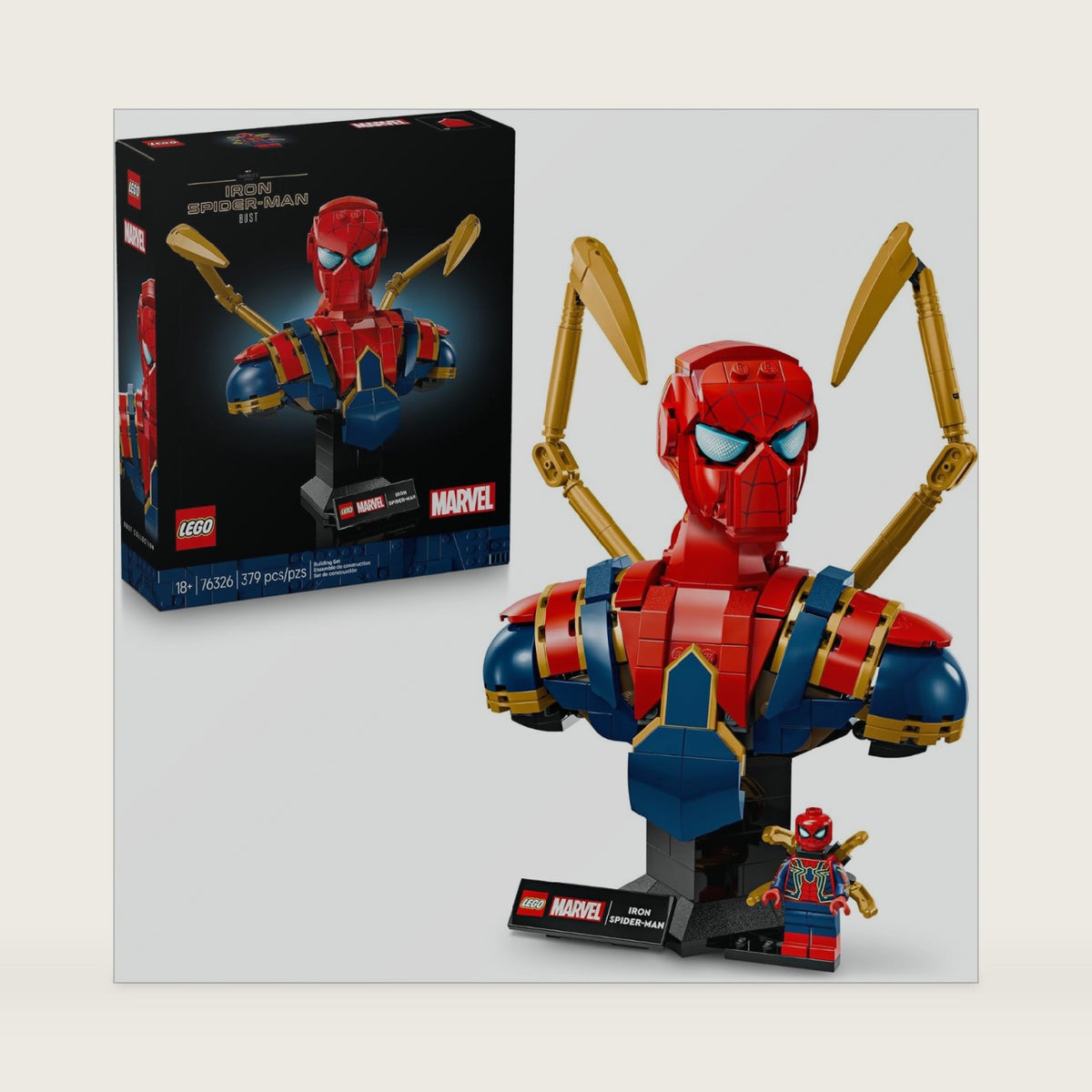 LEGO Marvel Iron Spider-Man Bust Collectible - Building Kit for Adults, Ages 18+ - Includes Iron Spider-Man Minifigure - Collectible Model for Super Hero Fans - Gift for Men and Women - 76326