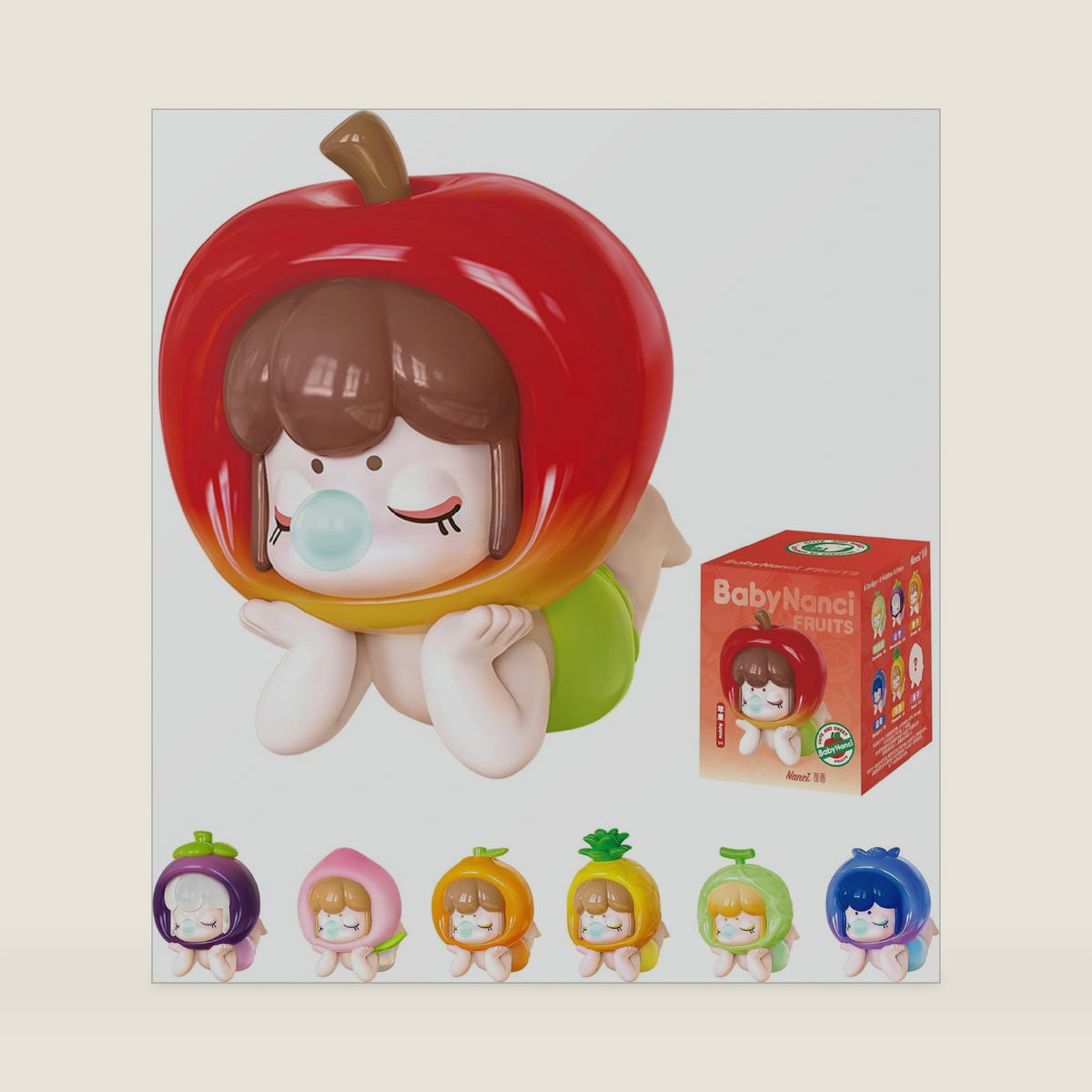 ROBOTIME Baby Nanci Fruits Nanci Blind Box Cute Kawaii Action Figure Blind Bags Collectible Toy Single Doll Creative Gifts for Women（1PC）