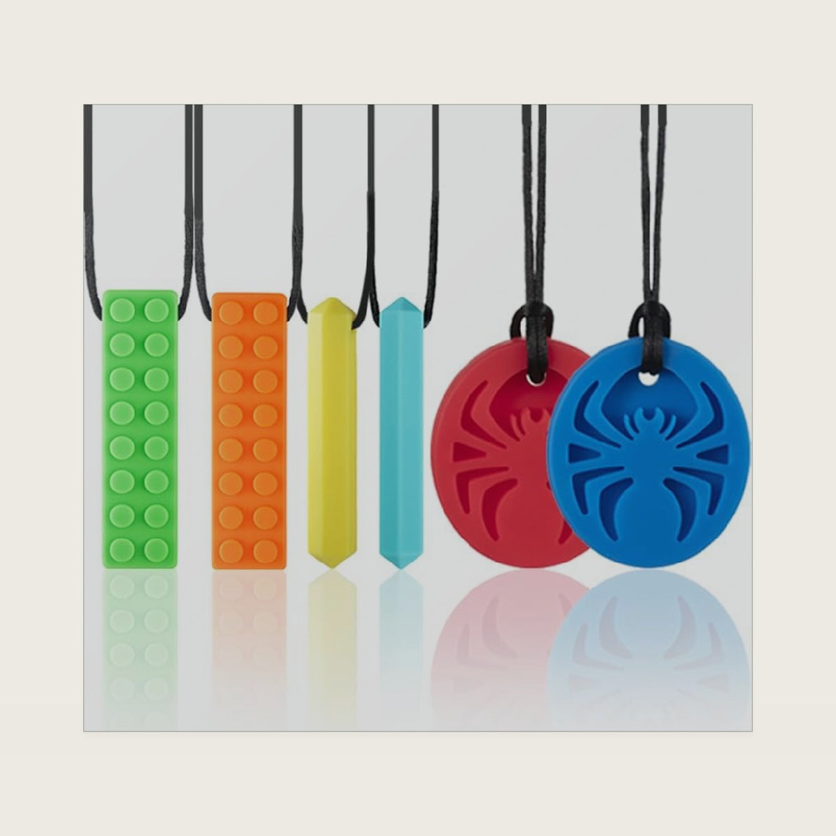 Chew Necklaces for Sensory Kids, 6 Pack Chewy Necklace Sensory for Autism, ADHD, SPD, Silicone Oral Chew Toys Teething Necklace for Boys Girls Reduce Anxiety Fidget