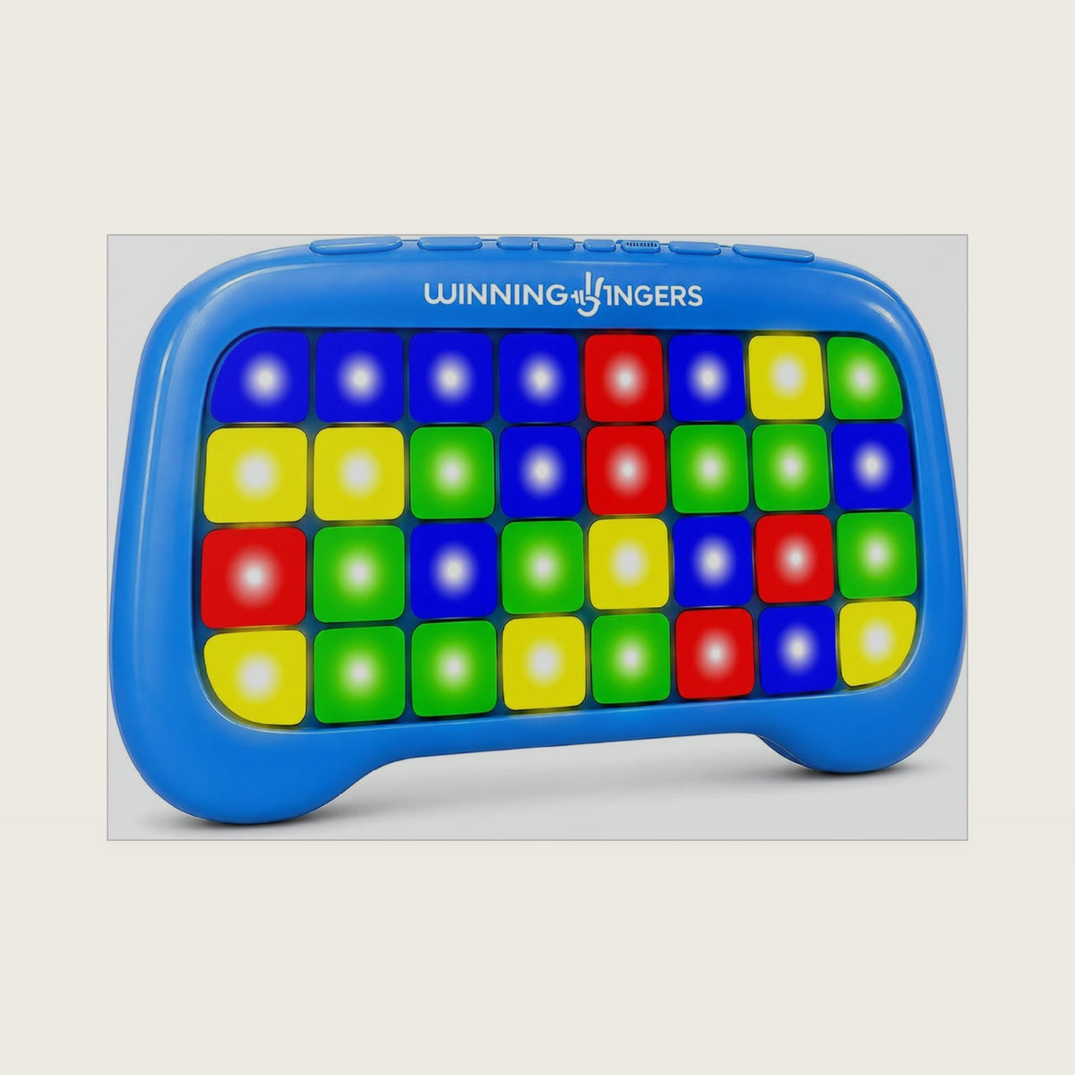 Winning Fingers Flashing Pad Electronic Memory Game for Kids, Light-Up Handheld Fidget Toy with 4 Memory and Reaction Modes, Music, Multiplayer Play, Screen-Free Travel Game for Boys & Girls Ages 6+