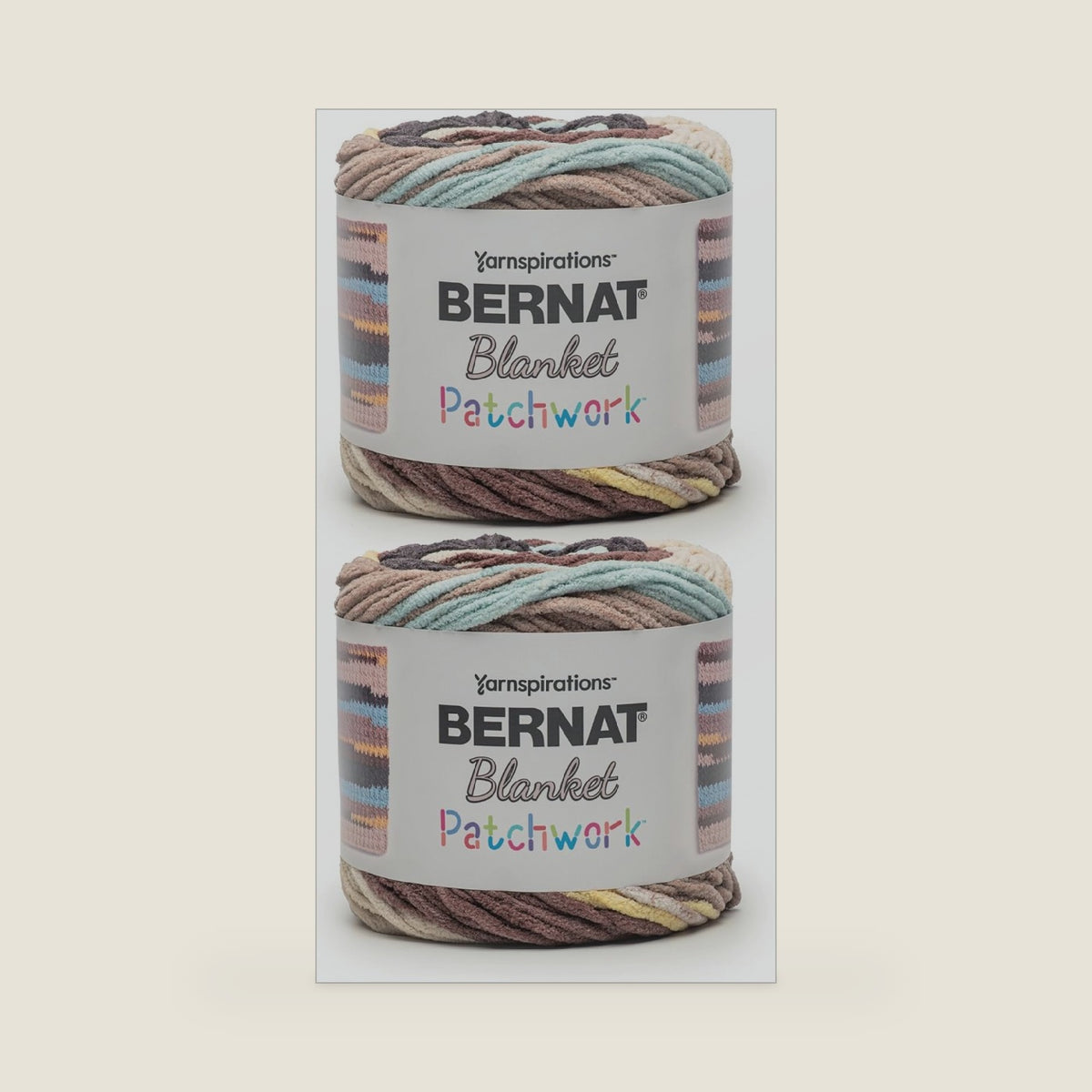 Bernat Blanket Patchwork Yarn for Crocheting Soft, Pastry Cream, 2-Pack