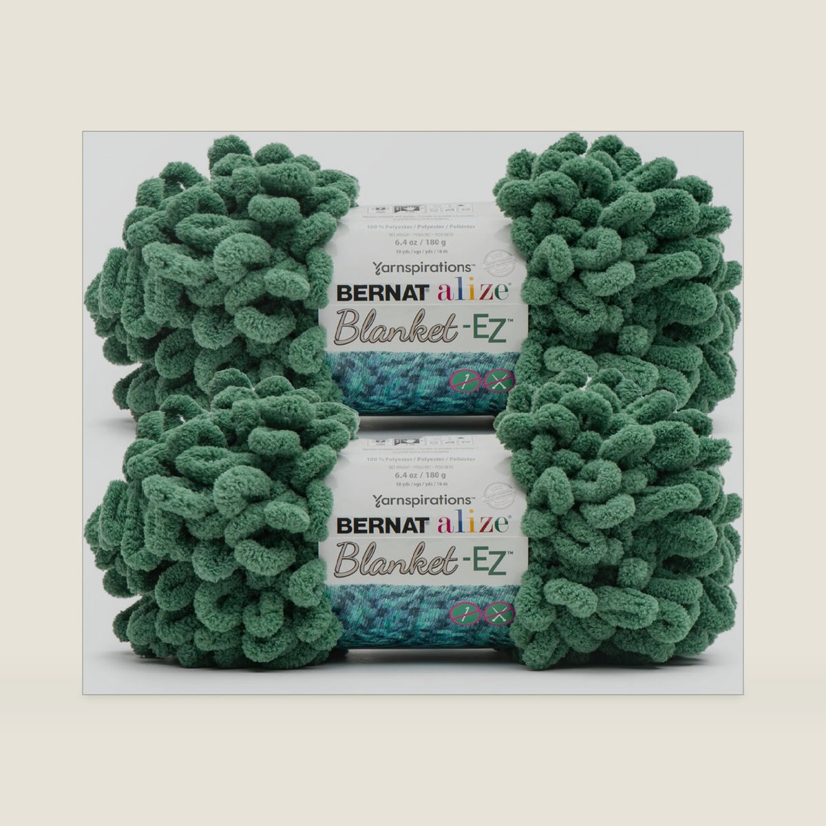 Bernat Alize Blanket-EZ Chunky Yarn for Hand Knitting, Hedge Green 2-Pack