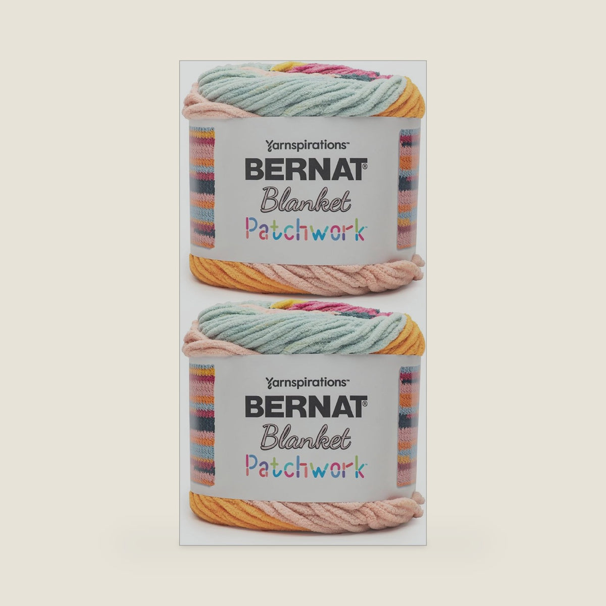 Bernat Blanket Patchwork Yarn for Crocheting Soft, Tropical Splash, 2-Pack
