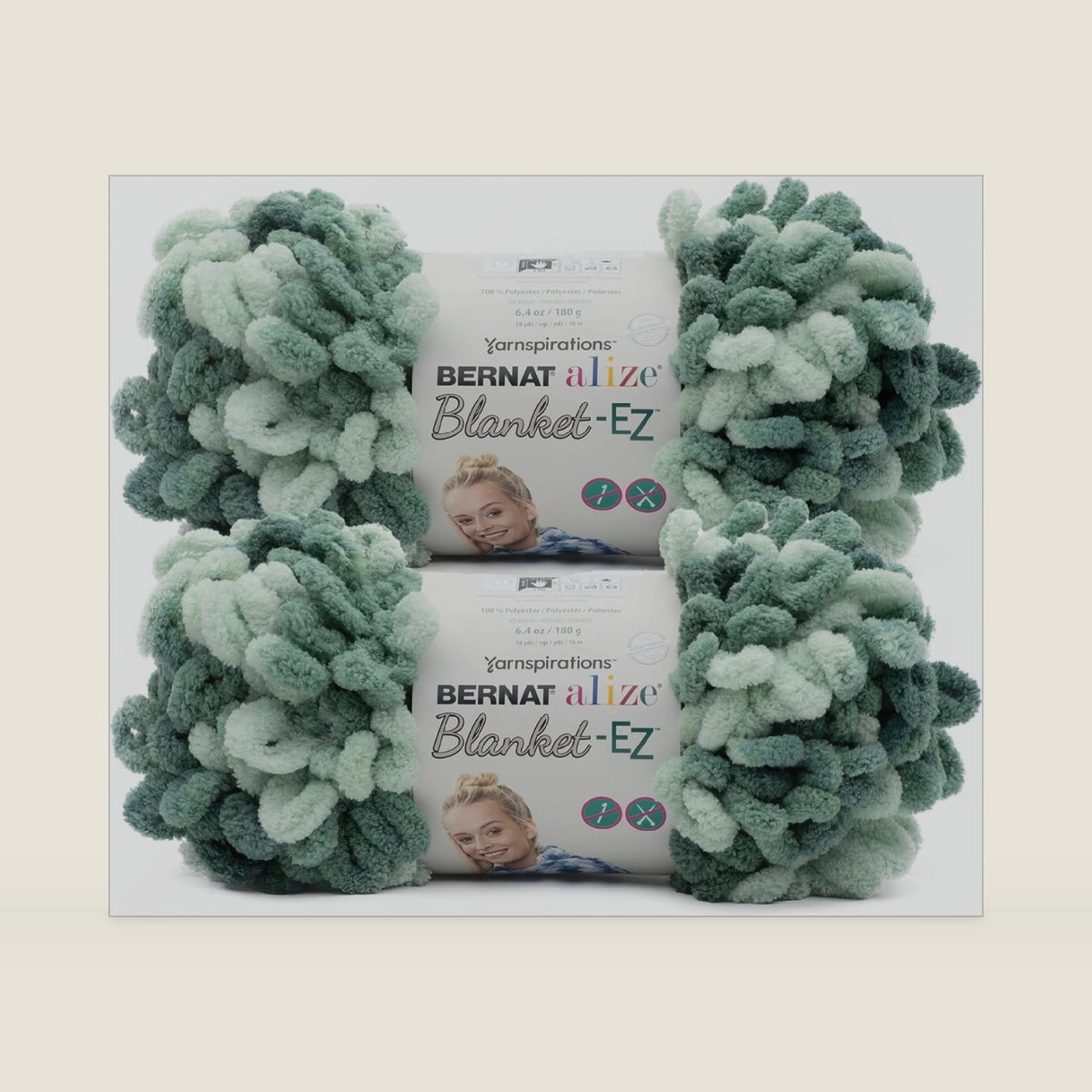 Bernat Alize Blanket-EZ Chunky Yarn Hand Knitting, Hedge Green Varg 2-Pack