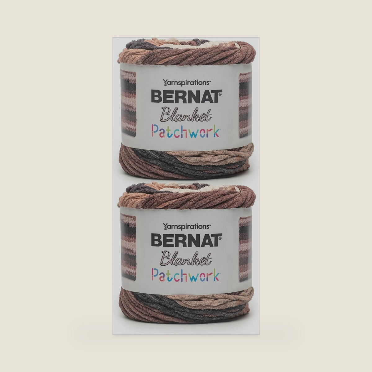 Bernat Blanket Patchwork Yarn for Crocheting Soft, Coffee Bar, 2-Pack