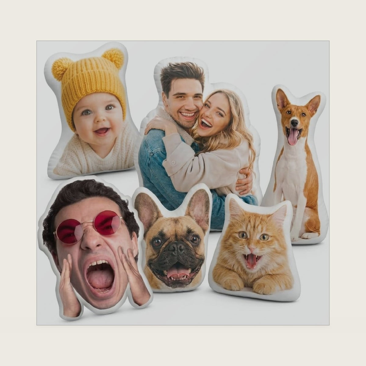 Custom Face Photo Pillow, Personalized Body Shaped Pet Plush Gift