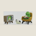 Cute Mini Frog and Cat Figurine with Small Sofa and TV Resin Figure for Office Home Decor Perfect Cute Frog Gift and Cat Gift