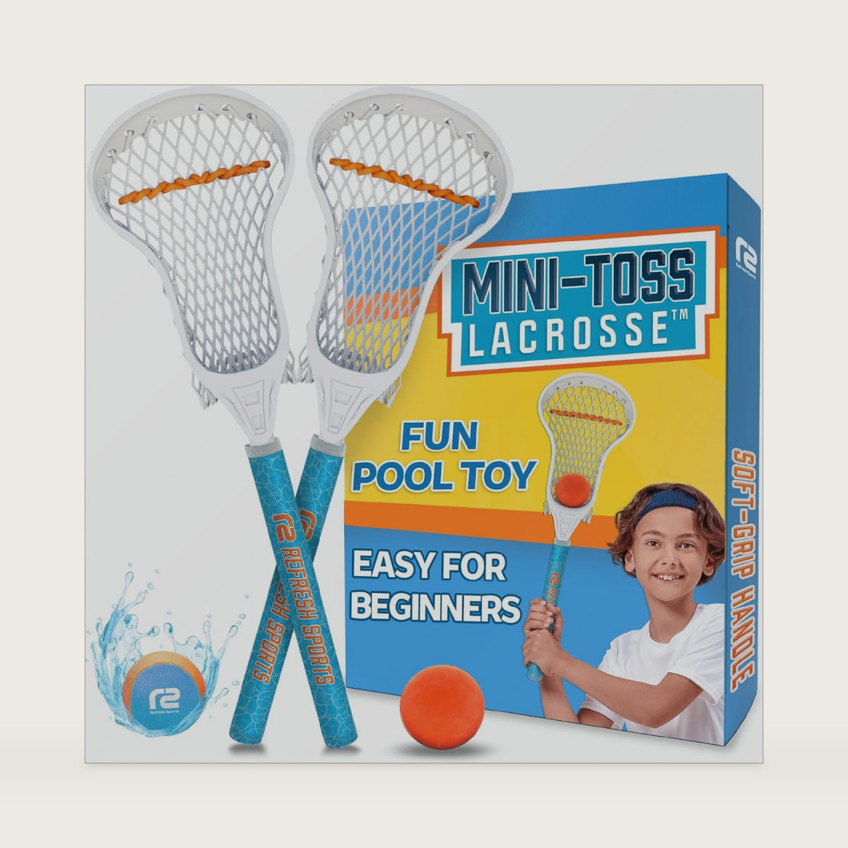 Mini Toss Lacrosse Set – The Ultimate Game for the Pool or Beach & Backyard - Comes with Water Skipping Ball, Rubber Ball & 2 Sticks with Premium Full Size Basket for Easier Catching and Throwing