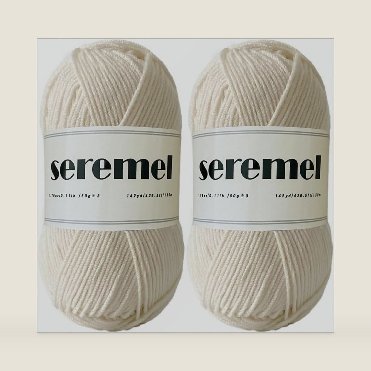 Seremel 4-Ply Acrylic Soft Yarn, 2 Skeins Crochet & Knitting Yarn (Beige)
