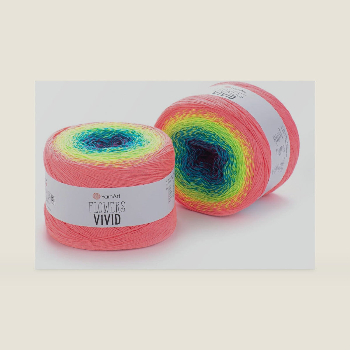 YarnArt Flowers Vivid Gradient Yarn – 55% Cotton 45% Acrylic – Multicolor Ombre for Knitting & Crochet – Lightweight Fine, 250g (8.8 oz), 1094 yds – Rainbow Summer (505)