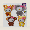 Plush Toy Set - 4 Pack Bundle with 7" Plushies for Kids, Girls Featuring Elephant, Giraffe, Monkey, Tiger Plus Stickers | Dolls Plush