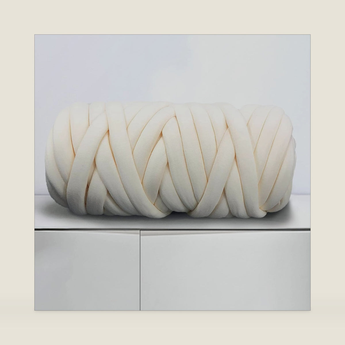 Arm Knitting Yarn for Chunky Braided Knot Throw Blanket DIY, Soft Extra Cotton Washable Tube Bulky Giant Yarn for Weave Craft Crochet,Milk White 1.1LB
