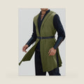 Runcati Mens Renaissance Costume Surcoat Medieval Sleeveless Hooded Cloak
