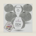 Worsted Alpaca Yarn Set, Soft 100% Baby Alpaca, 6 Skeins, 656 Yards, Light Gray
