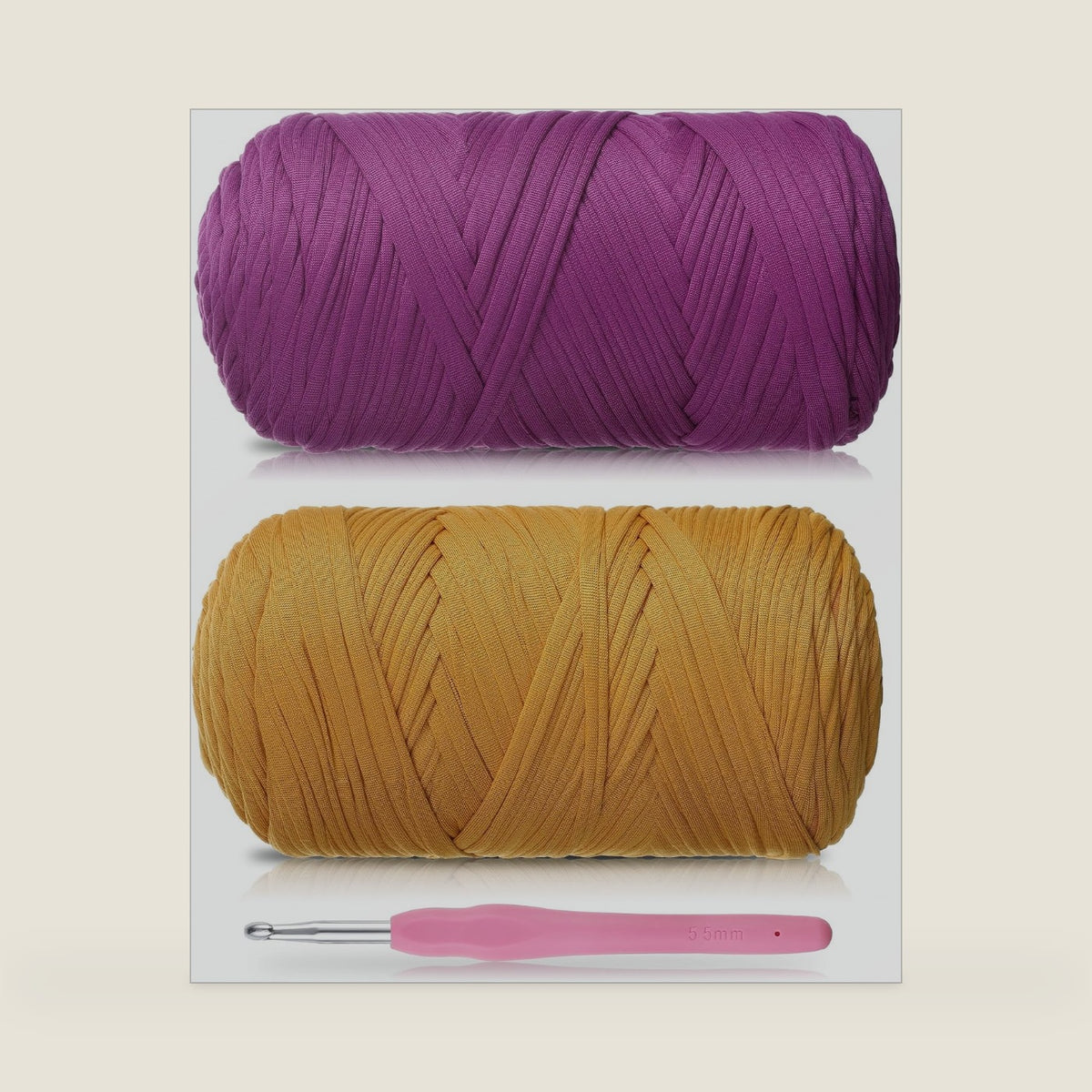 2 Pack T-Shirt Yarn - Together 800g/236 Yards Elastic Fabric Crochet Cloth T-Shirt Yarn, Thick Hand Knitting Yarns for Crocheting Bags/Rugs/Baskets/Craft Project (Modern, Dark Fuchsia+Yellow)