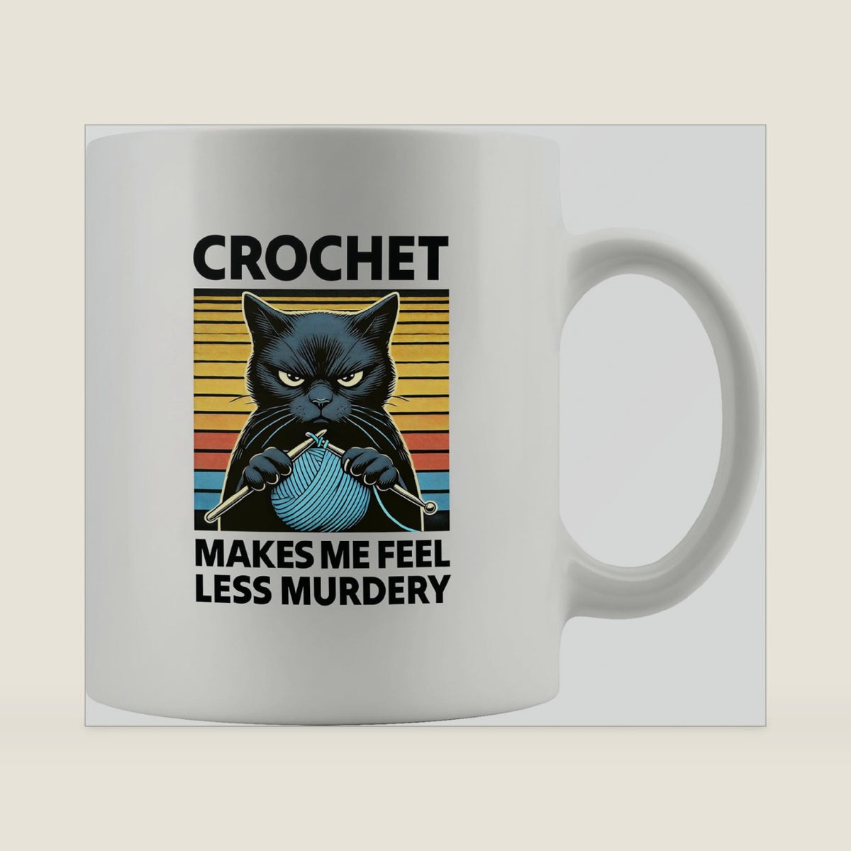 Panvola Crochet Makes Me Feel Less Murdery Crocheting Gifts Knitting Crafting Knitters Crocheters Crafters Yarn Lovers Gifts For Women Grandma Mom Auntie Coffee Ceramic Mug 11 oz White