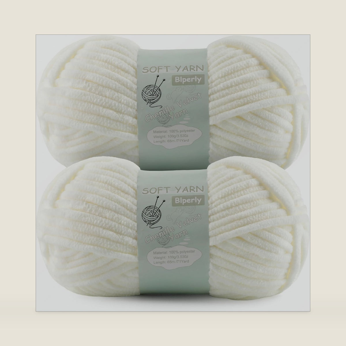 Chunky Chenille Yarn Velvet Soft Super Bulky Size 6 for Crocheting Knitting, Baby Blanket Yarn, 100g 71 Yds per Skein, Easy to Use for Scarves, Amigurumi, Crafts (2, Milky White)