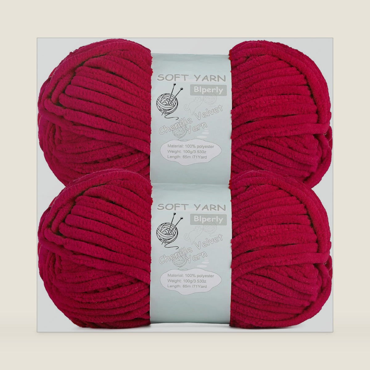 Chunky Chenille Yarn Velvet Soft Super Bulky Size 6 for Crocheting Knitting, Baby Blanket Yarn, 100g 71 Yds per Skein, Easy to Use for Scarves, Amigurumi, Crafts (2, Jujube Red)